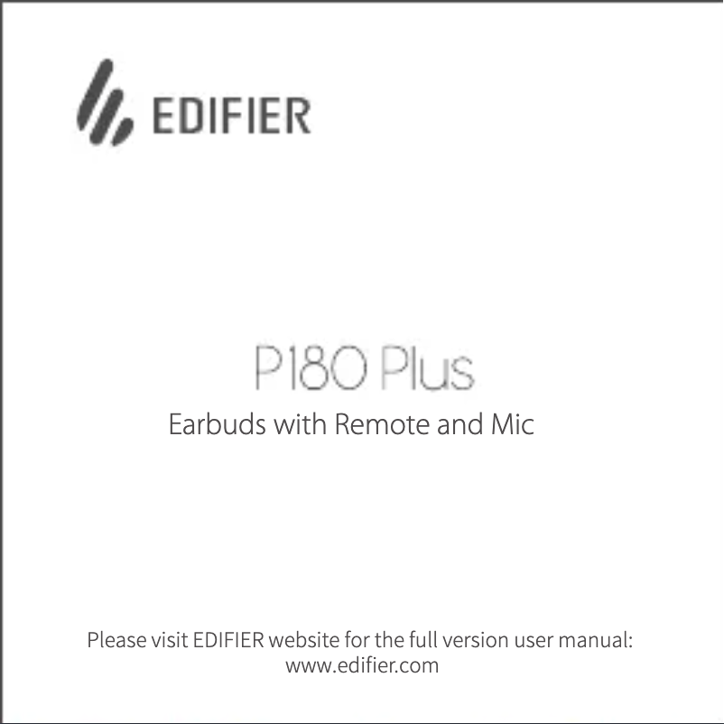 Page 1 de la notice Manuel utilisateur Edifier P180 Plus