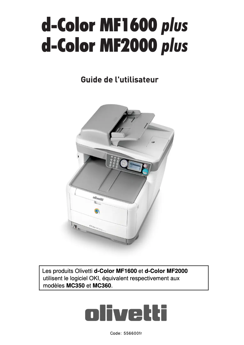Image de la première page du manuel de l'appareil d-Color MF2000