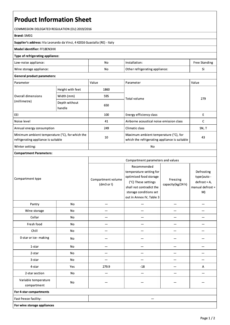 Page n°1 - Brochure Smeg FF18EN3HX