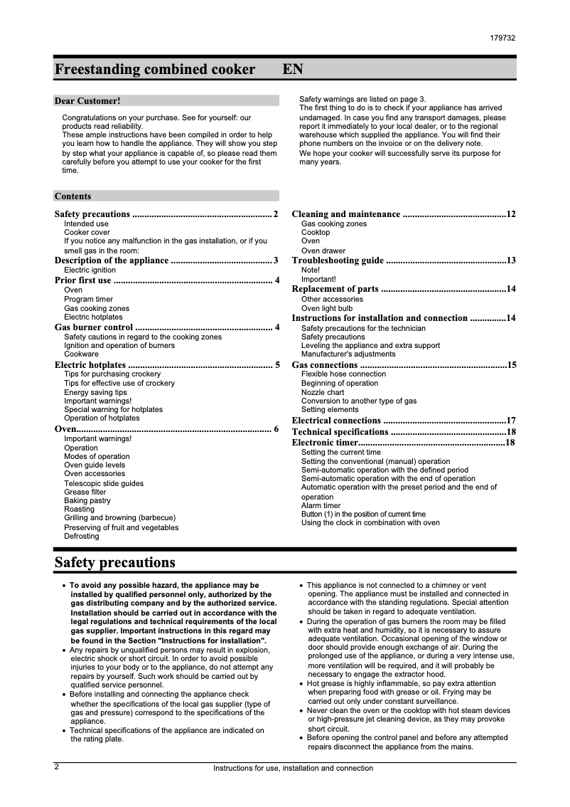 Page n°1 - Manuel utilisateur Gorenje K 7708 E