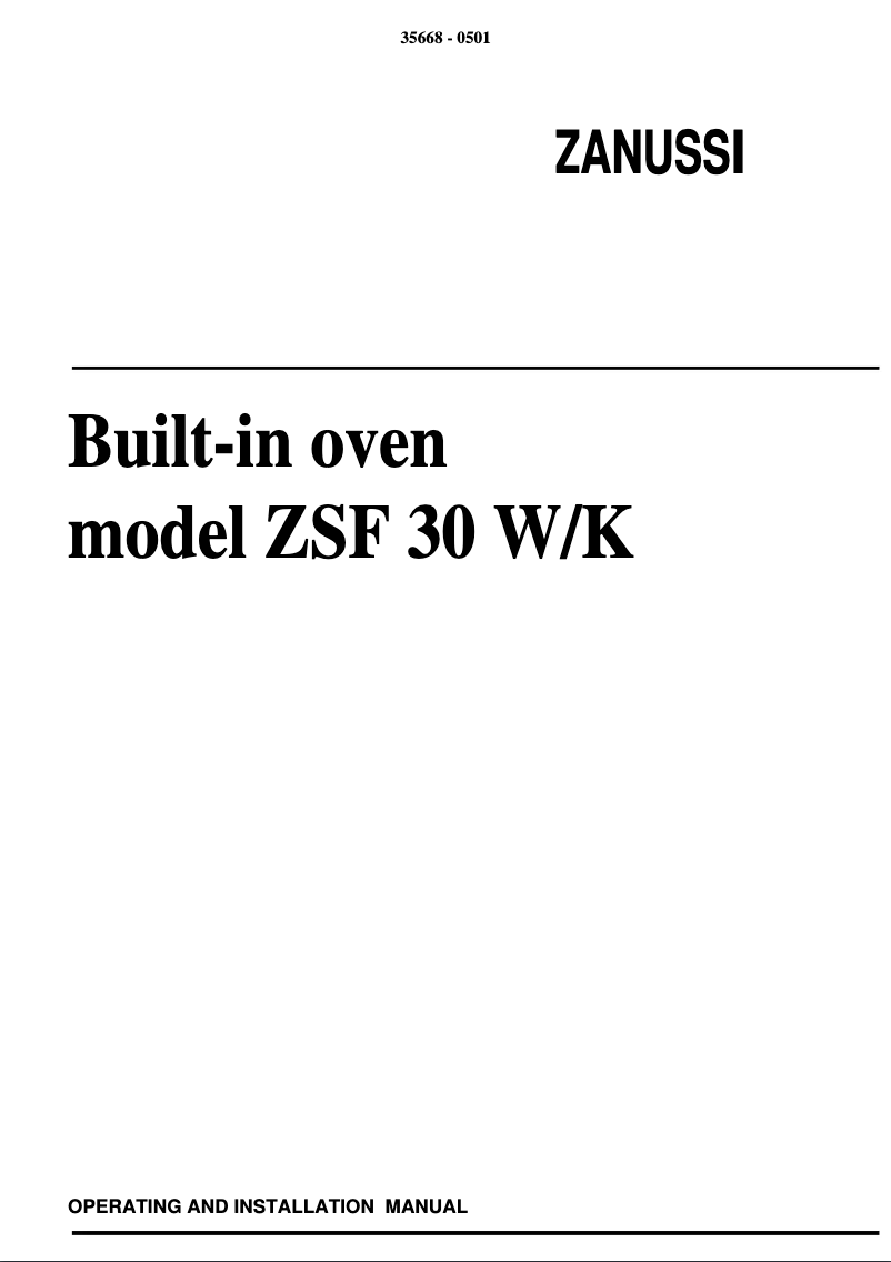 Image de la première page du manuel de l'appareil ZSF30W