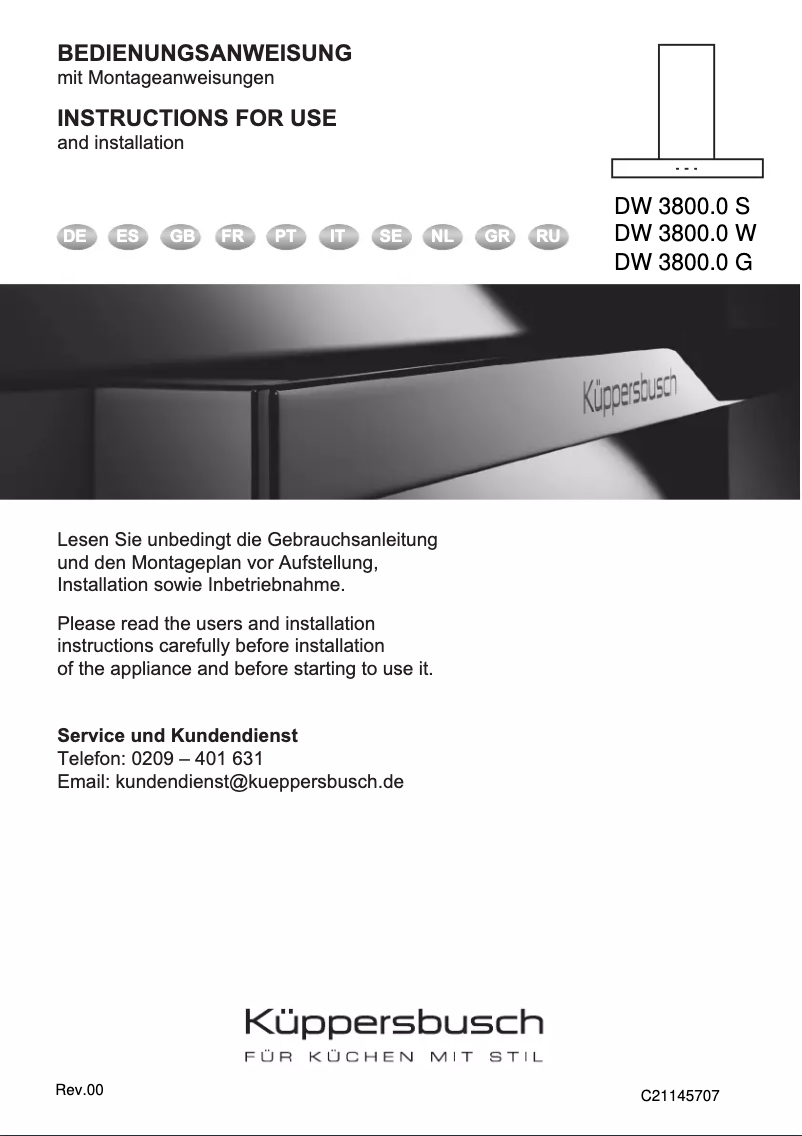 Page 1 de la notice Manuel utilisateur Küppersbusch DW3800.0W