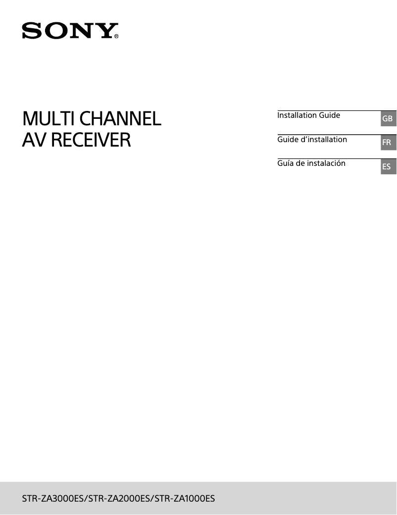 Page 1 de la notice Guide d'installation Sony STR-ZA3000ES