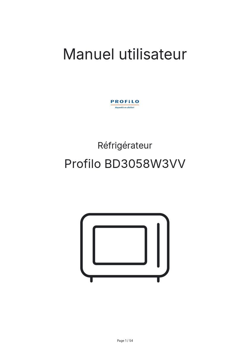 Page n°1 - Manuel utilisateur Profilo BD3058W3VV