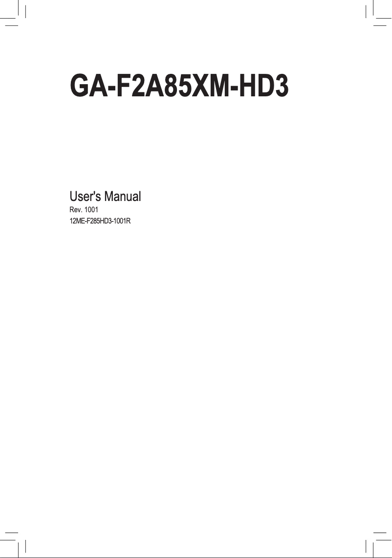 Image de la première page du manuel de l'appareil GA-F2A85XM-HD3