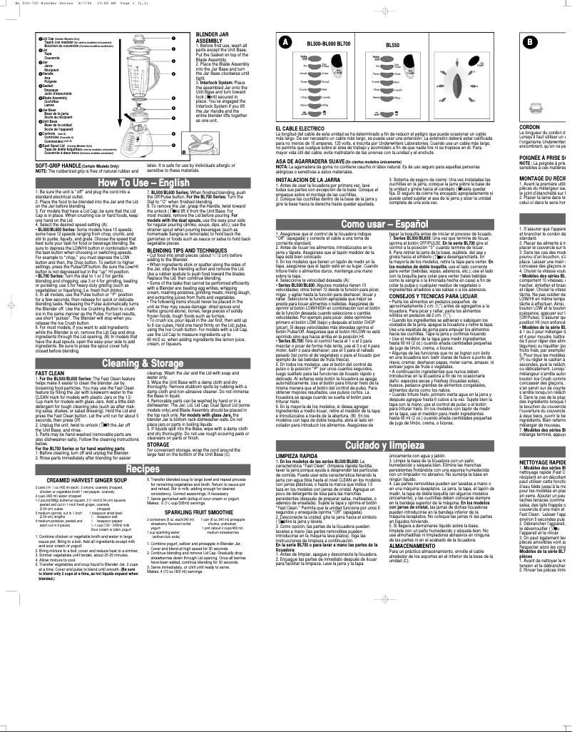 Page 1 de la notice Manuel utilisateur Black & Decker BL500