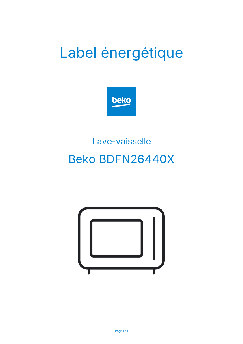 Image de la première page du manuel de l'appareil BDFN26440X