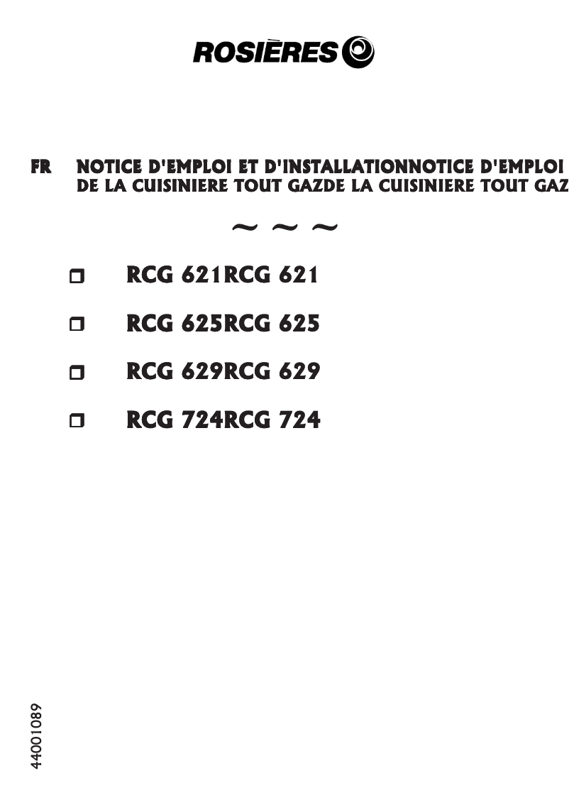 Page n°1 - Manuel utilisateur Rosieres RCG 625 RB