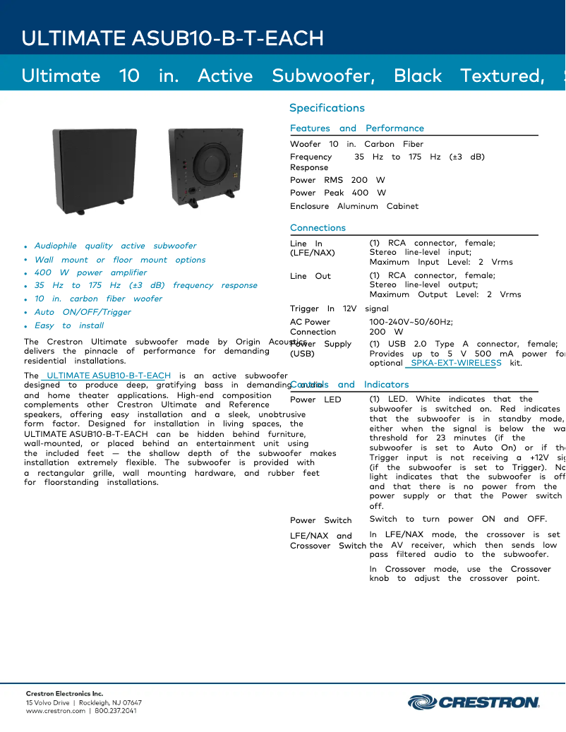 Image de la première page du manuel de l'appareil ULTIMATE ASUB10-B-T-EACH