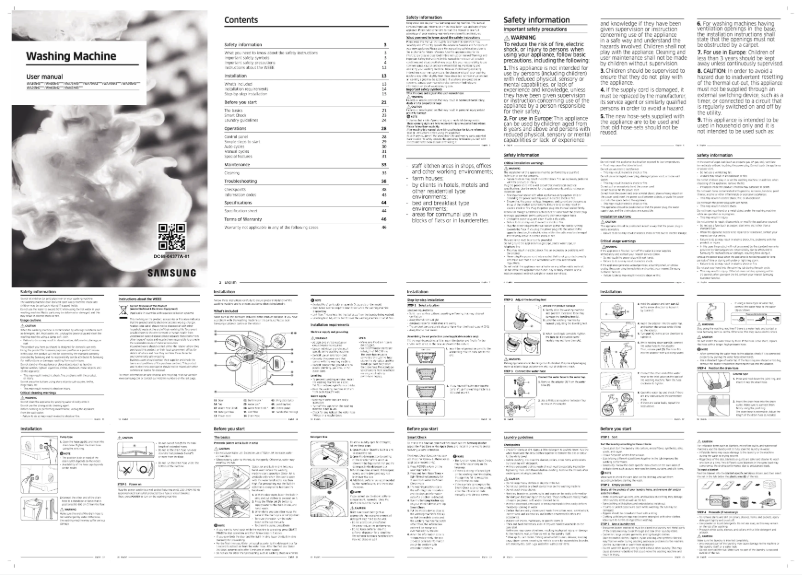 Page 1 de la notice Manuel utilisateur Samsung WA70N4261SS