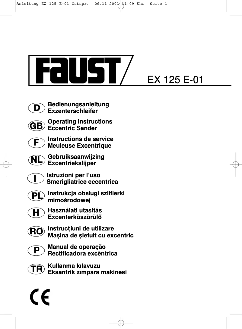 Page 1 de la notice Manuel utilisateur Faust EX 125 E-01