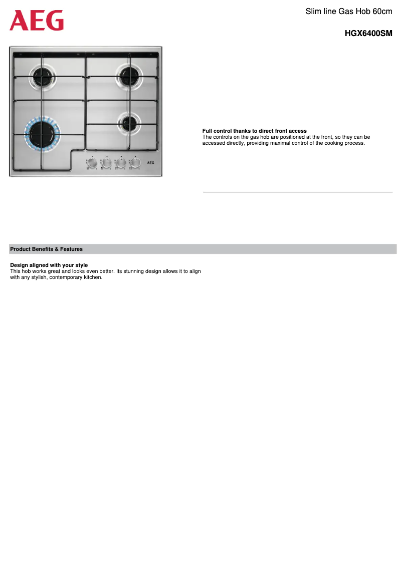 Página 1 del manual Ficha técnica AEG HGX6400SM