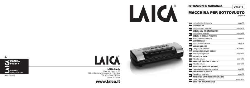 Page 1 de la notice Manuel utilisateur Laica VT3217