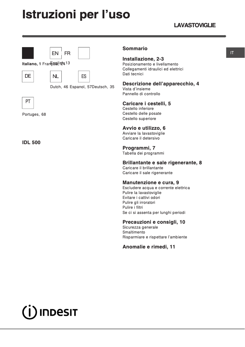Page n°1 - Manuel utilisateur Indesit IDL 500 S EU.2