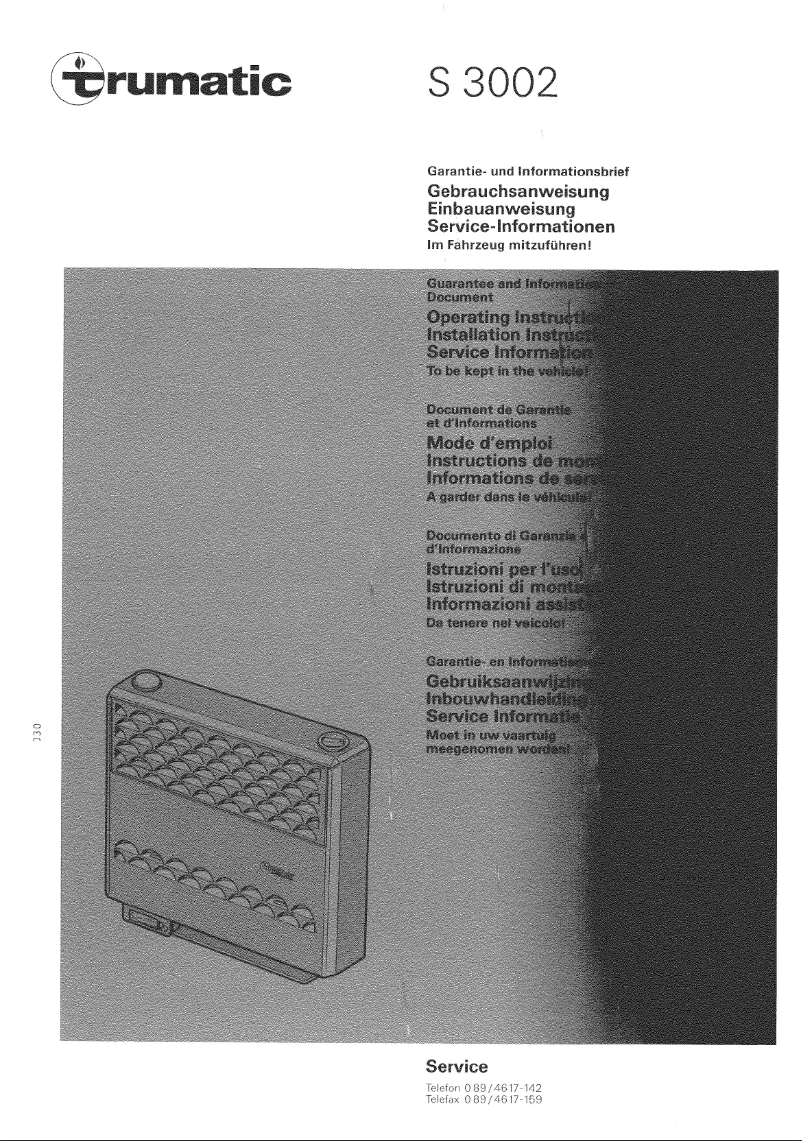 Página 1 del manual Manual de usuario Truma Tic S 3002