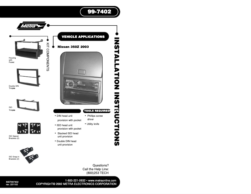 Page n°1 - Guide d'installation Metra 99-7402