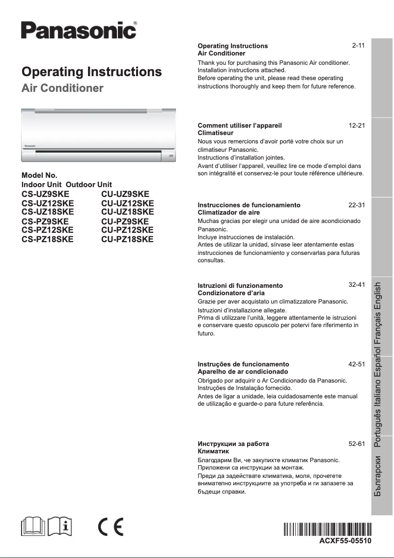 Page n°1 - Manuel utilisateur Panasonic CS-UZ9SKE