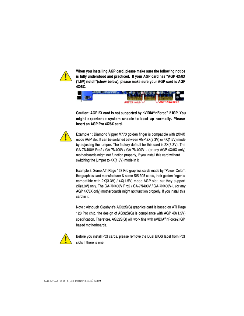 Page 1 de la notice Manuel utilisateur Gigabyte GA-7N400V Pro2