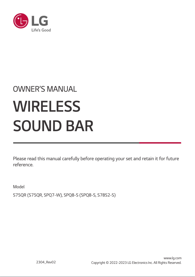 Page 1 de la notice Manuel utilisateur LG S75QR