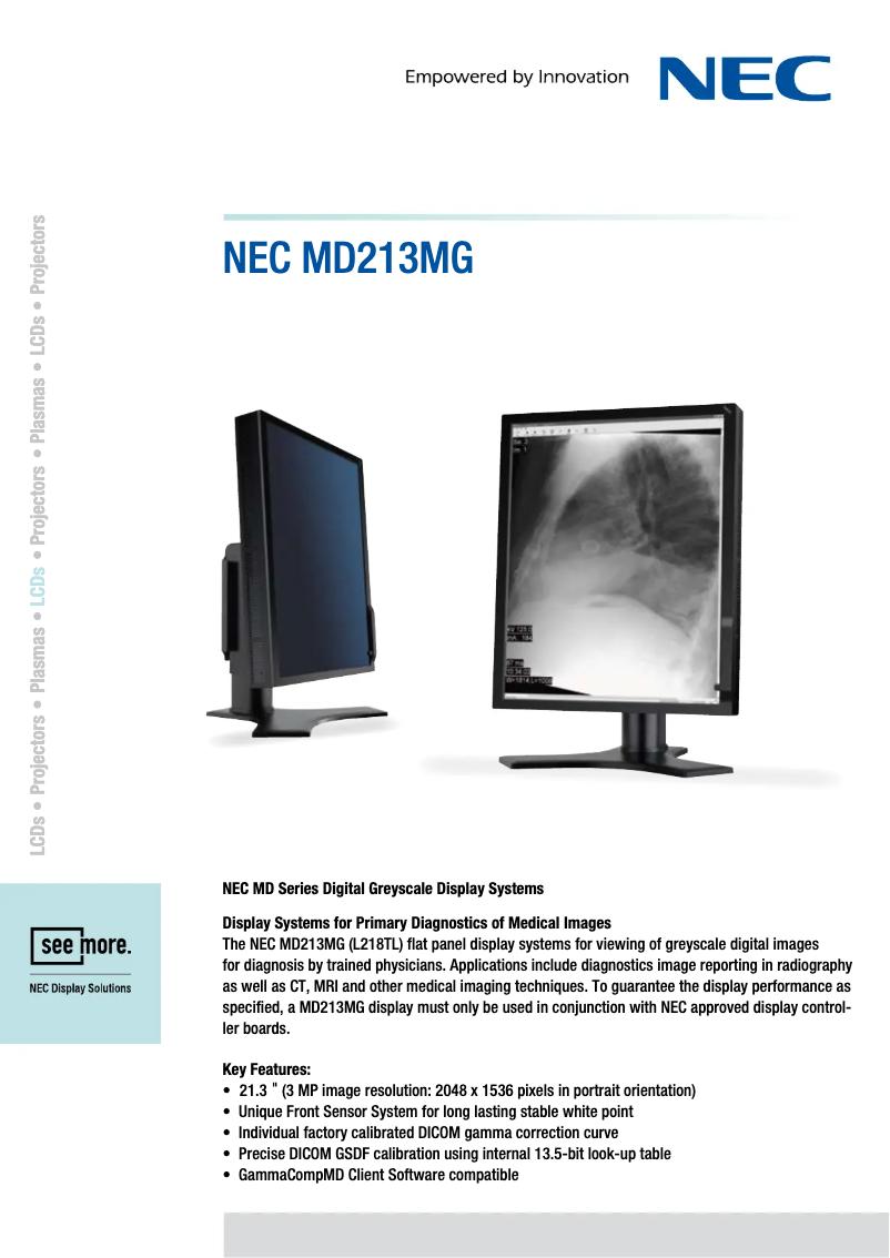 Página 1 del manual Ficha técnica NEC MultiSync MD213MG