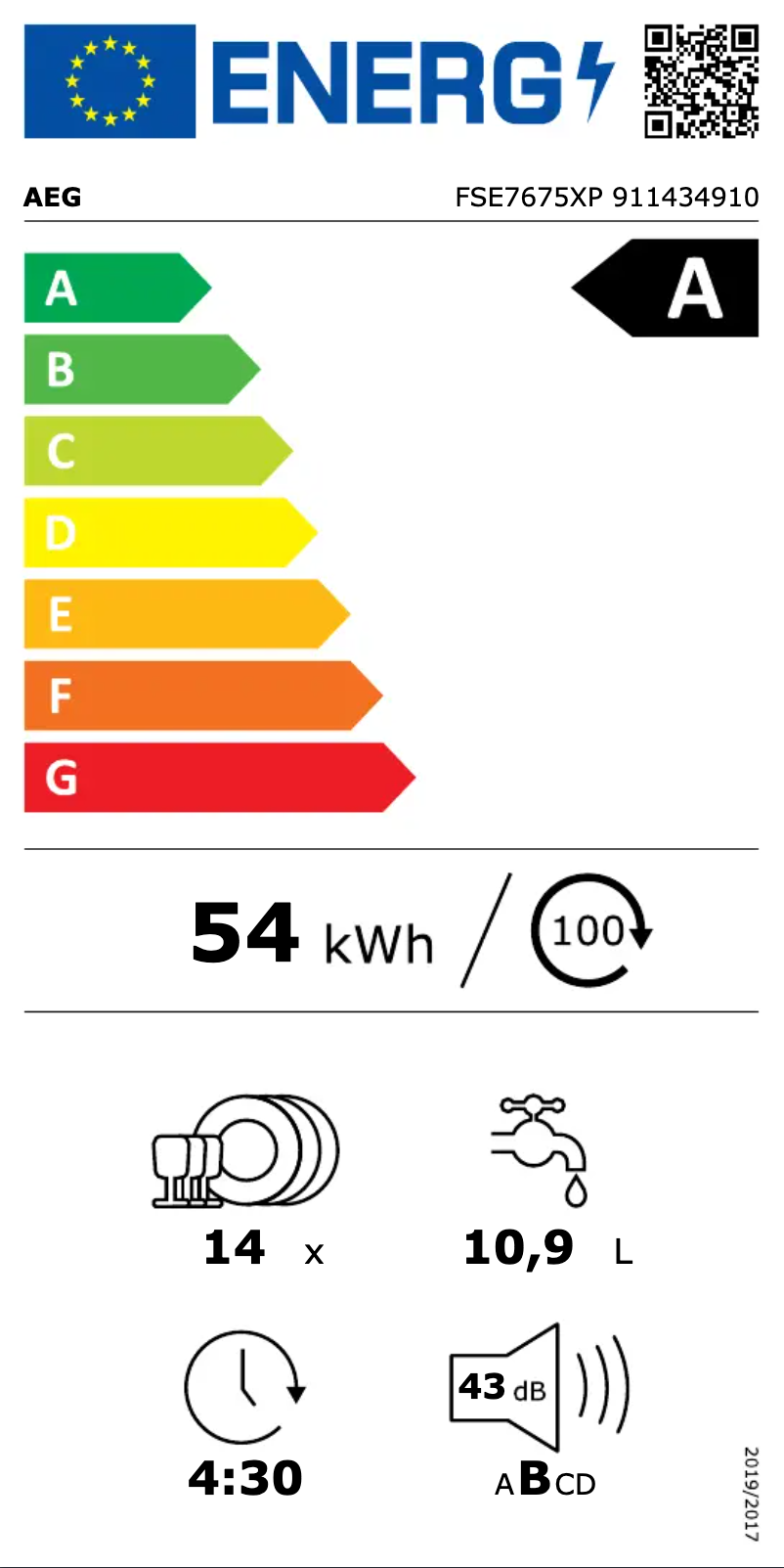 Page n°1 - Label énergétique AEG FSE7675XP