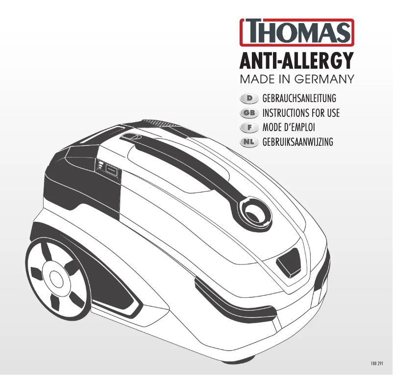 Page n°1 - Manuel utilisateur Thomas Aqua+ Anti Allergy 1600