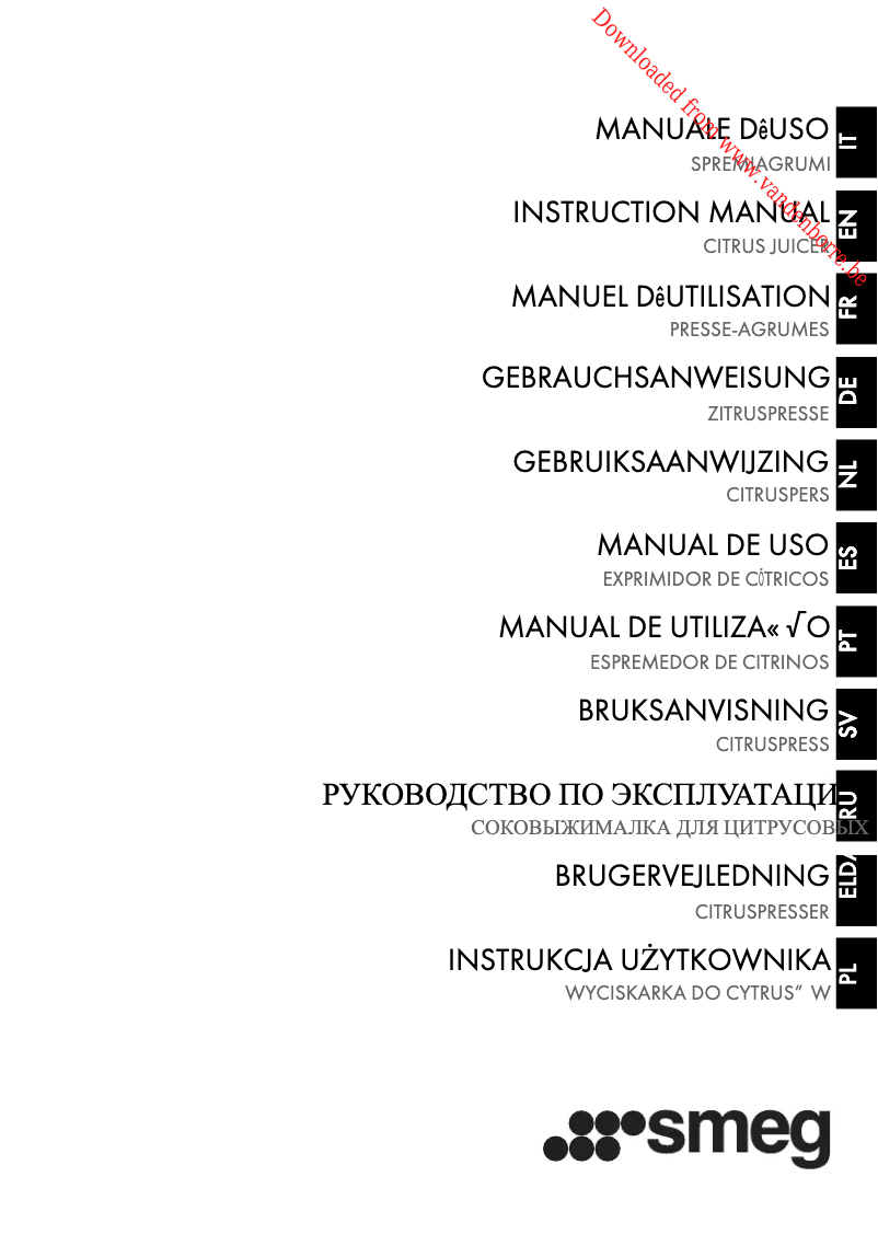 Page n°1 - Manuel utilisateur Smeg CJF01