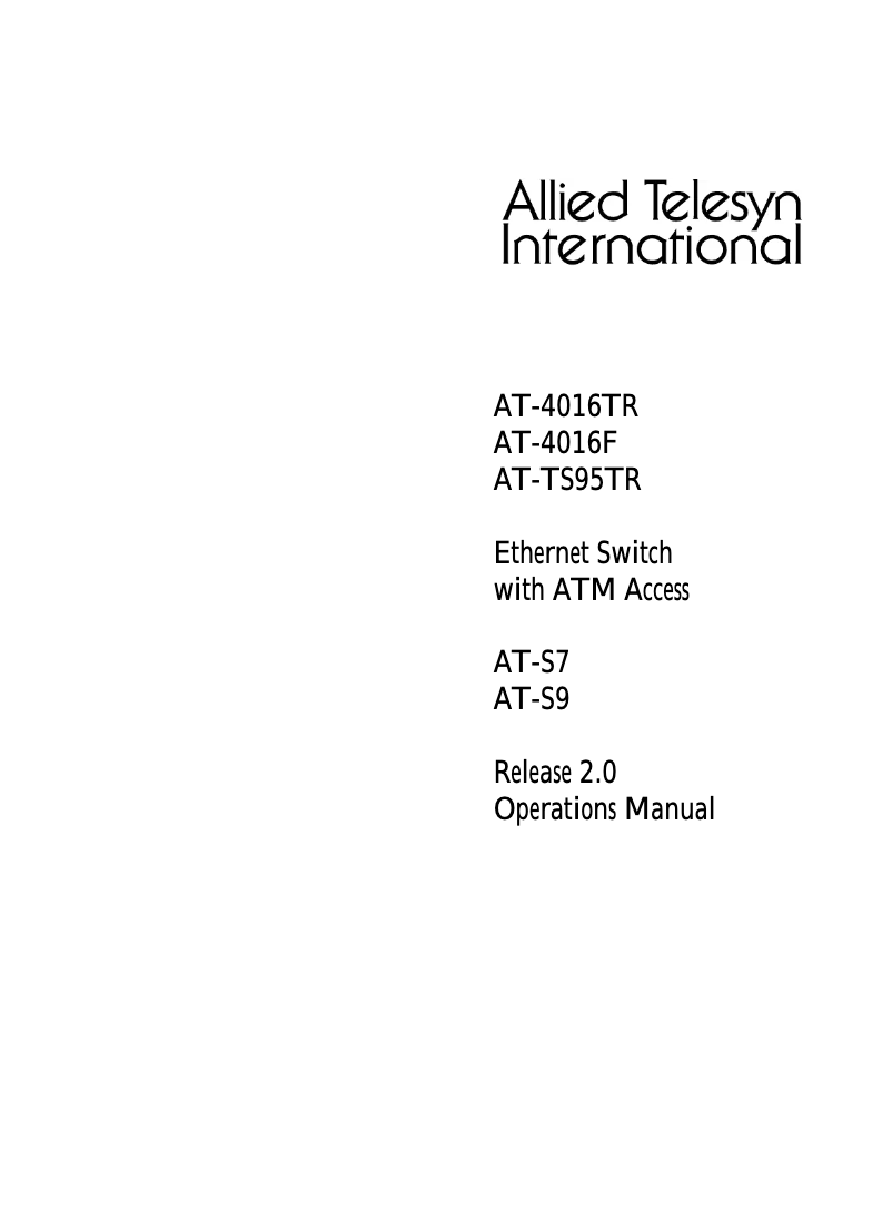 Page n°1 - Manuel utilisateur Allied Telesis AT-S9