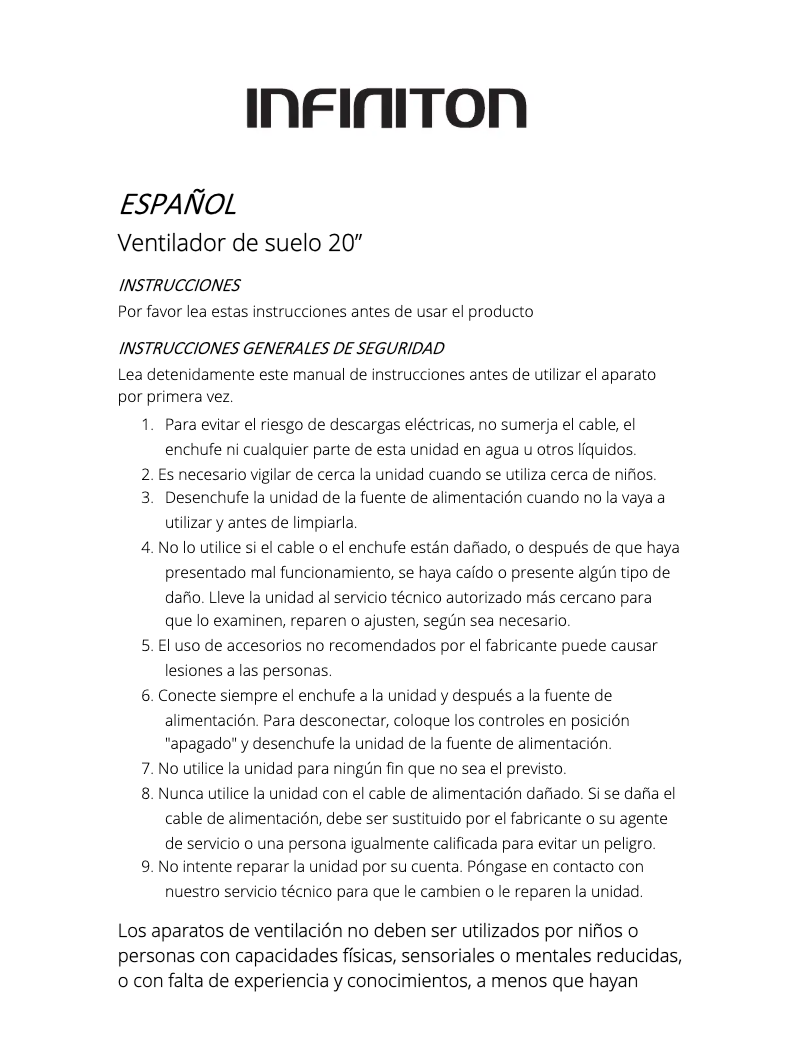 Page 1 de la notice Manuel utilisateur Infiniton BOX-55N