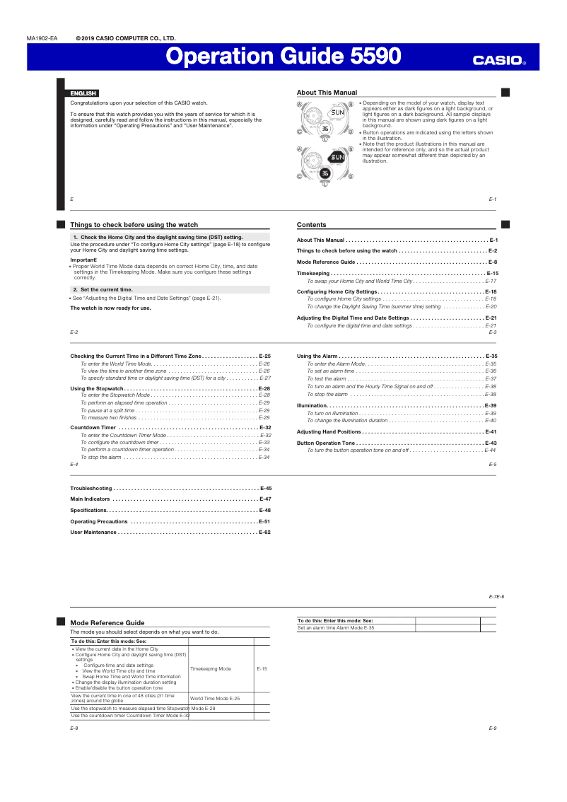 Page 1 de la notice Manuel utilisateur Casio G-Shock GA-2000S-7A