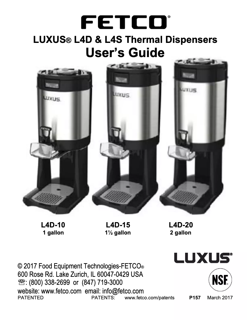 Page n°1 - Manuel utilisateur Fetco Luxus L4D-20