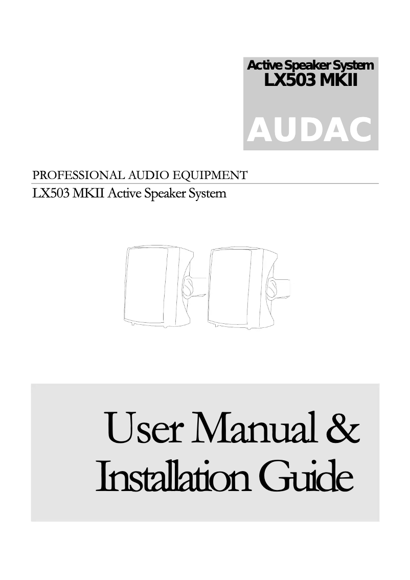 Page n°1 - Manuel utilisateur Audac LX503 MKII