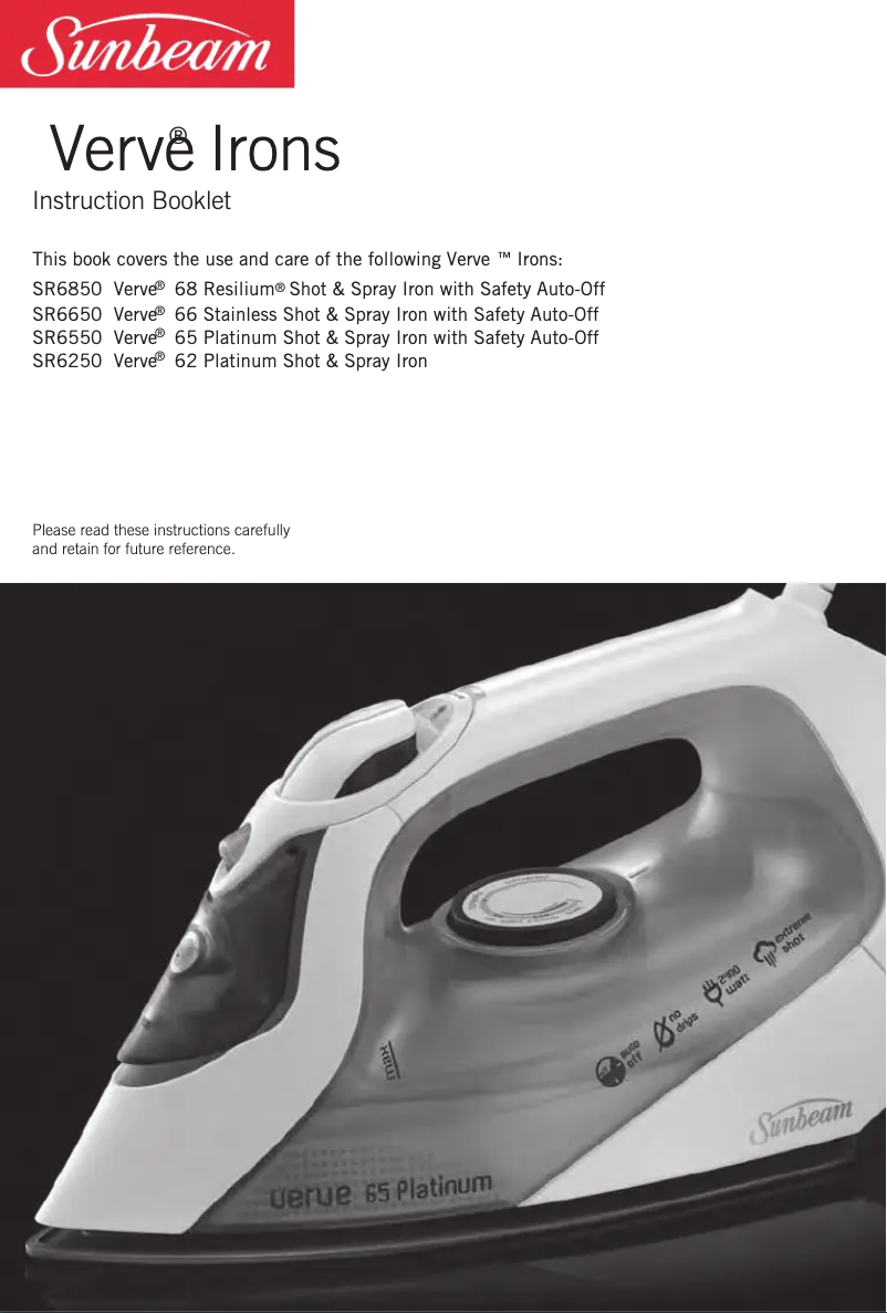 Page 1 de la notice Manuel utilisateur Sunbeam Verve SR6550