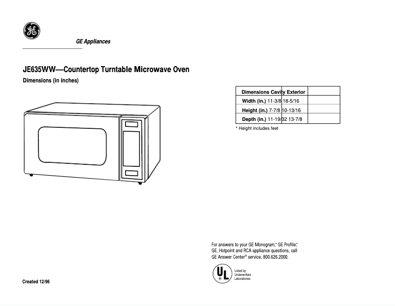 Imagen de la primera página del manual del dispositivo JE635WW