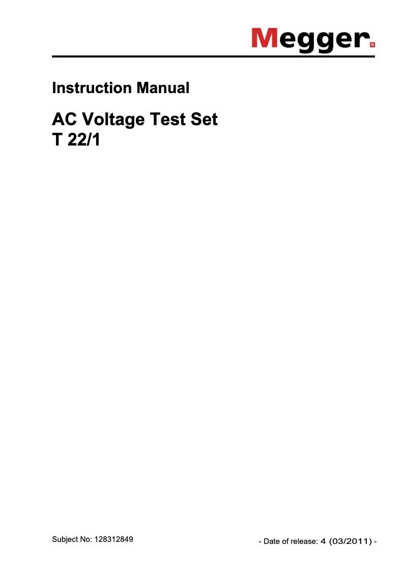 Page 1 de la notice Manuel utilisateur Megger T22/1