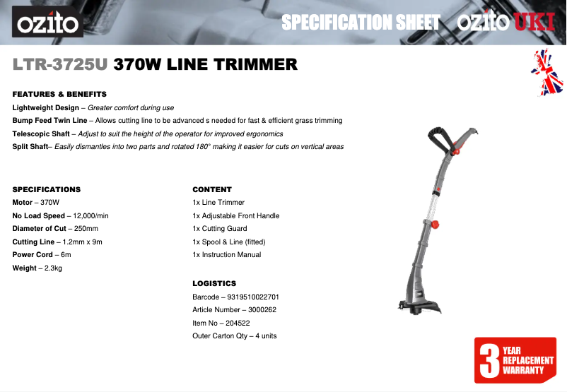 Imagen de la primera página del manual del dispositivo LTR-3725U