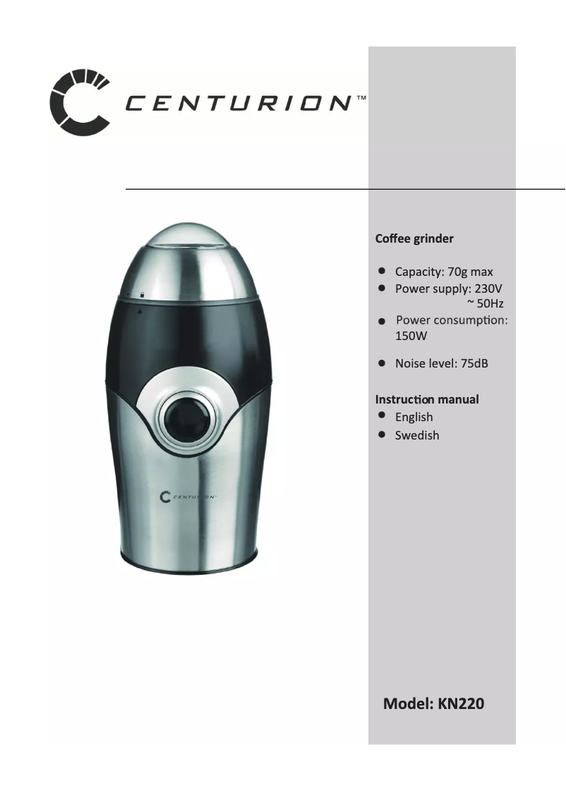 Page n°1 - Manuel utilisateur Centurion KN220