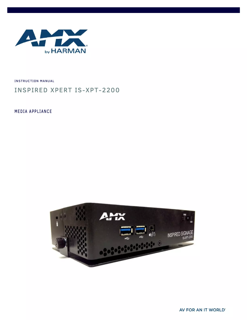 Page n°1 - Manuel utilisateur AMX INSPIRED XPERT IS-XPT-2200