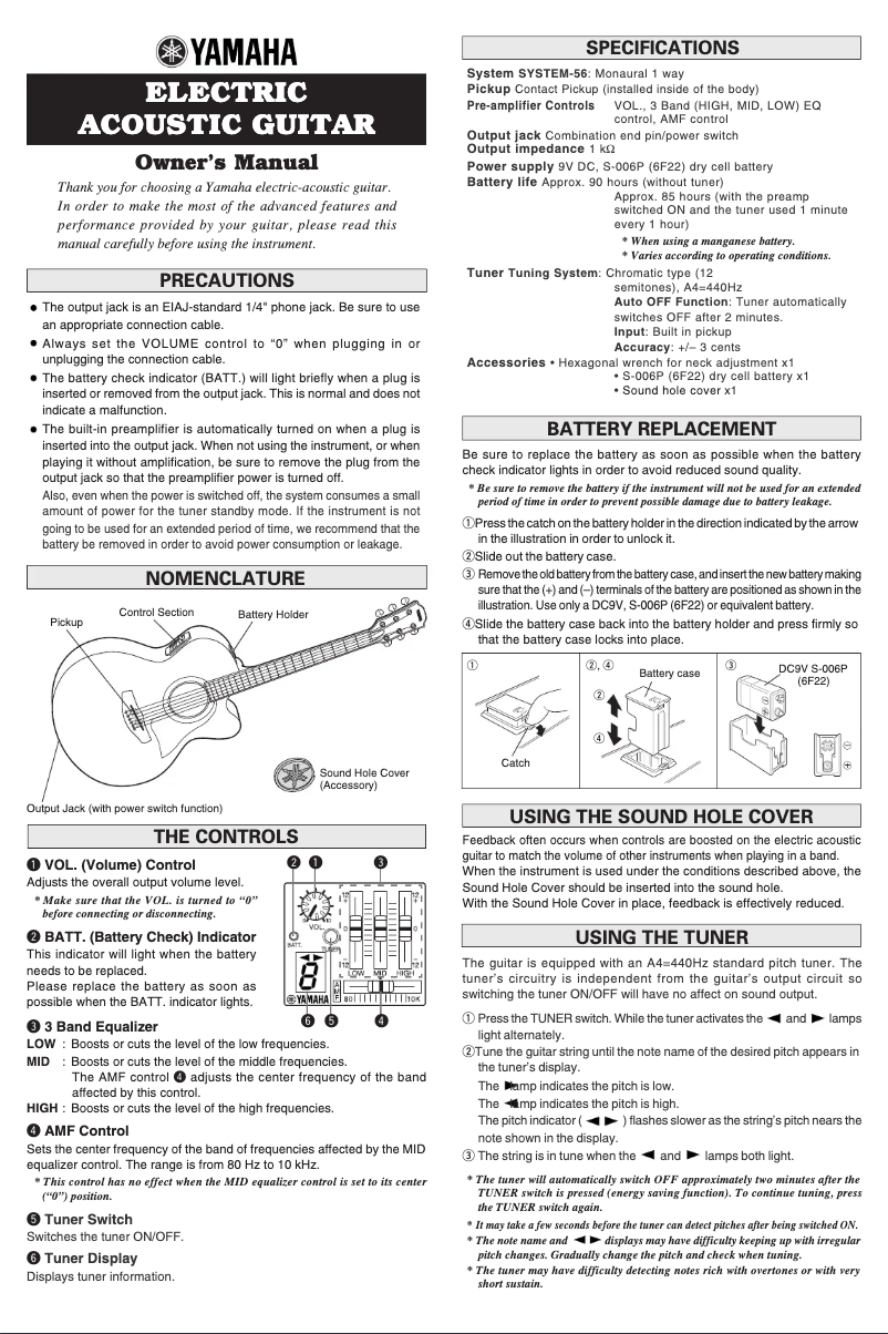 Page 1 de la notice Manuel utilisateur Yamaha FSX730SC
