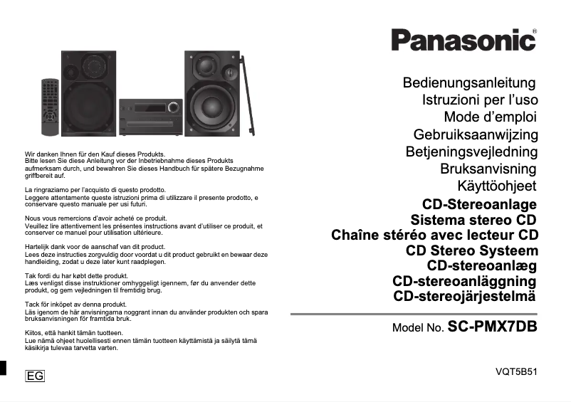 Page n°1 - Manuel utilisateur Panasonic SC-PMX7DB