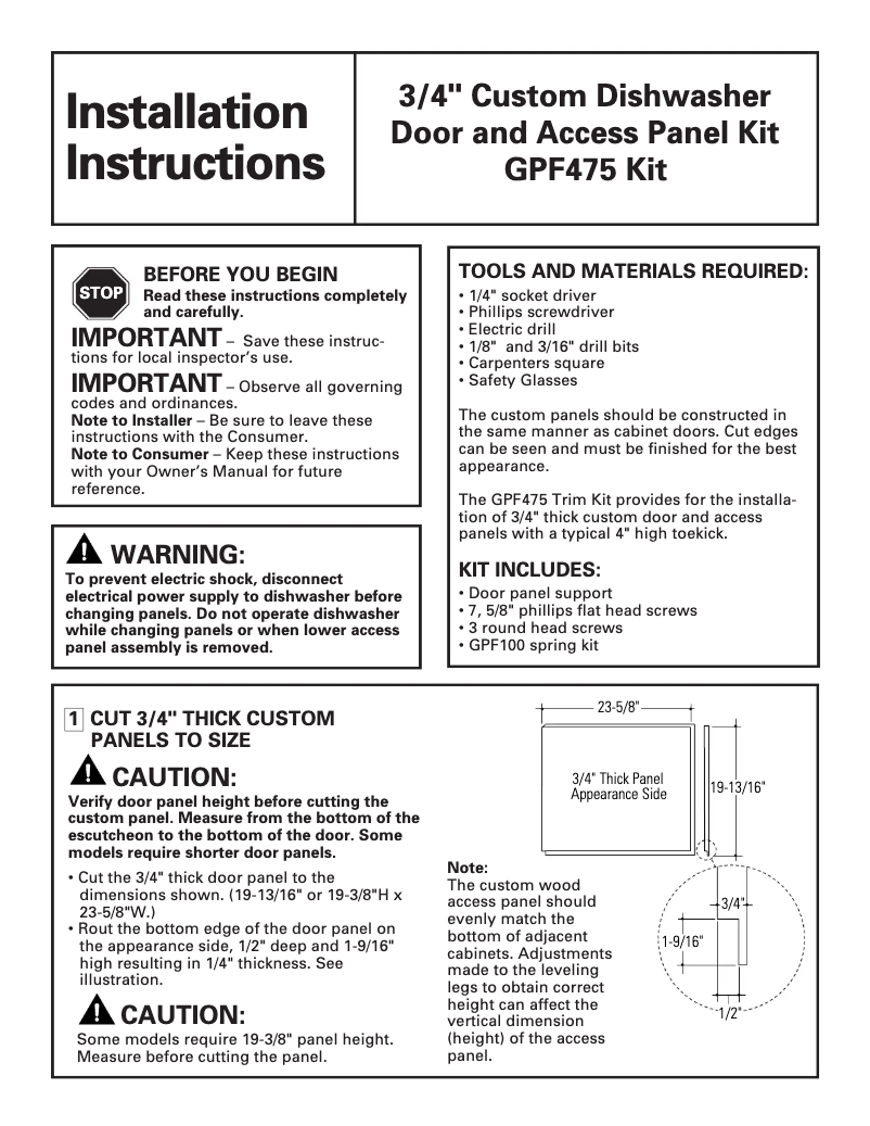 Página 1 del manual Manual de usuario GE GPF475