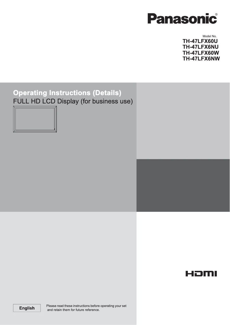 Page 1 de la notice Manuel utilisateur Panasonic TH-47LFX6NW