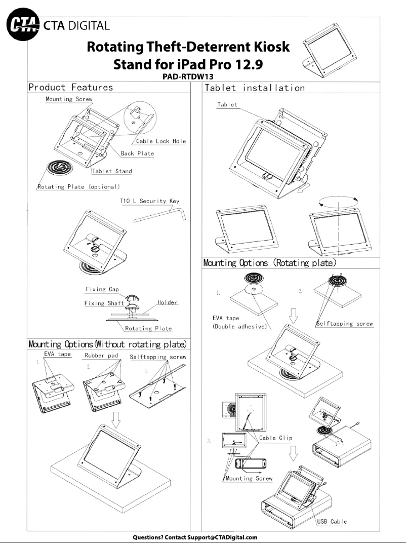 Page 1 de la notice Manuel utilisateur CTA Digital PAD-RTDW13