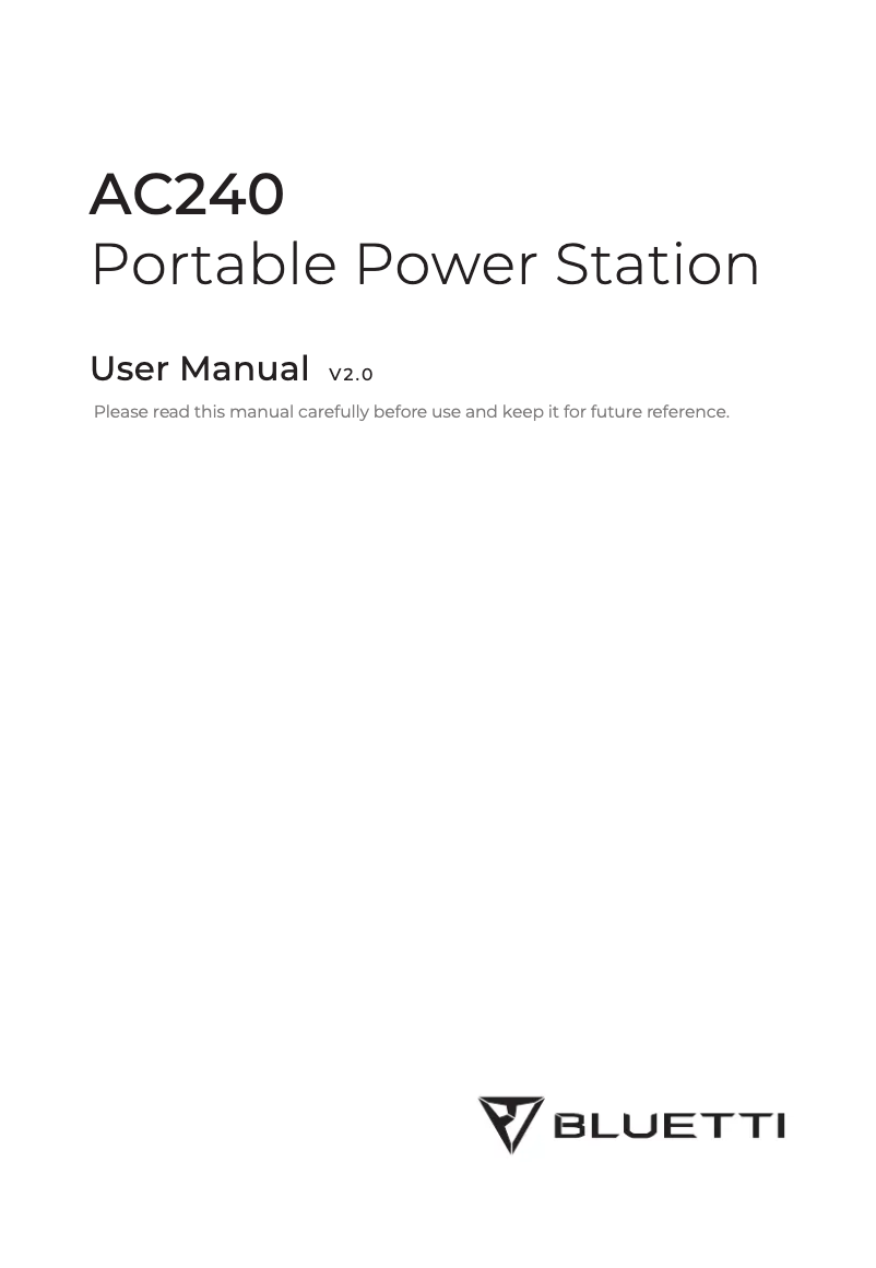 Page 1 de la notice Manuel utilisateur Bluetti AC240