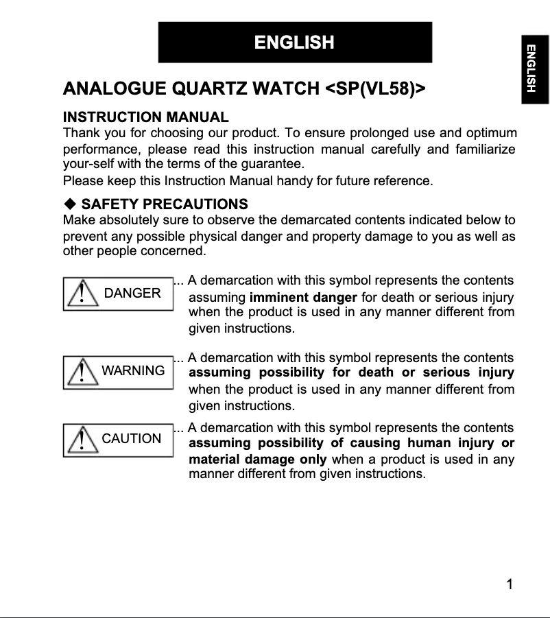 Page 1 de la notice Manuel utilisateur ORIENT Contemporary RA-SP0006E