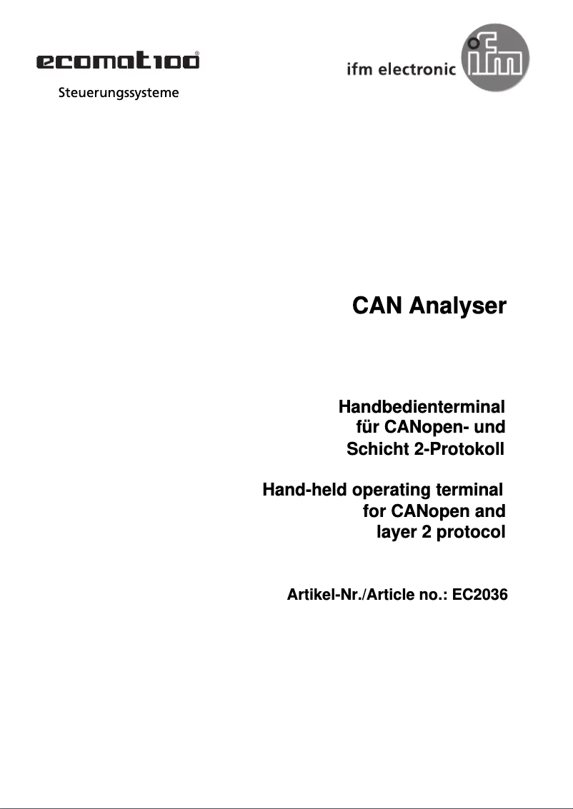 Page 1 de la notice Manuel utilisateur IFM EC2036