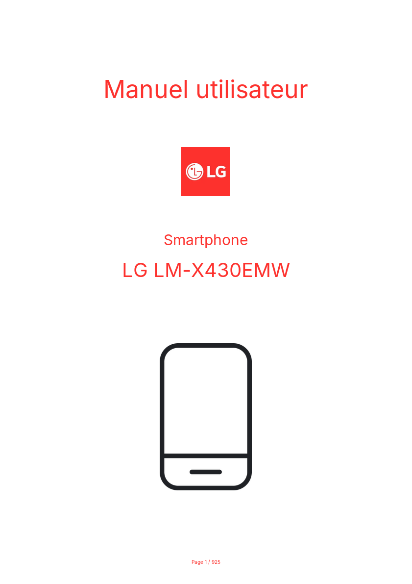 Image de la première page du manuel de l'appareil LM-X430EMW
