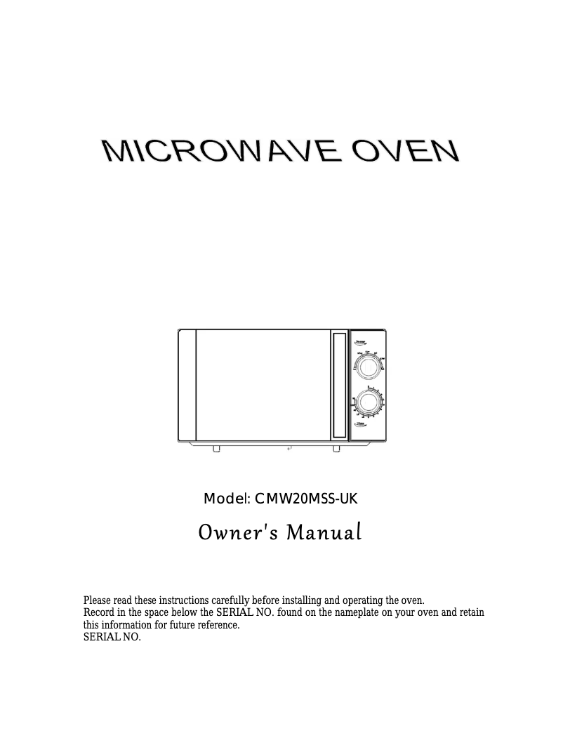 Image de la première page du manuel de l'appareil CMW20MSS-UK