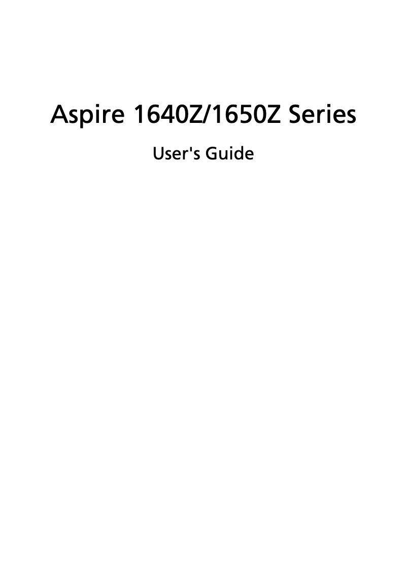 Page n°1 - Manuel utilisateur Acer Aspire 1642ZWLMI