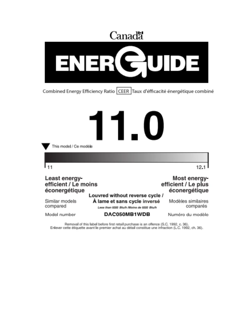 Page 1 de la notice Label énergétique Danby DAC050MB1WDB